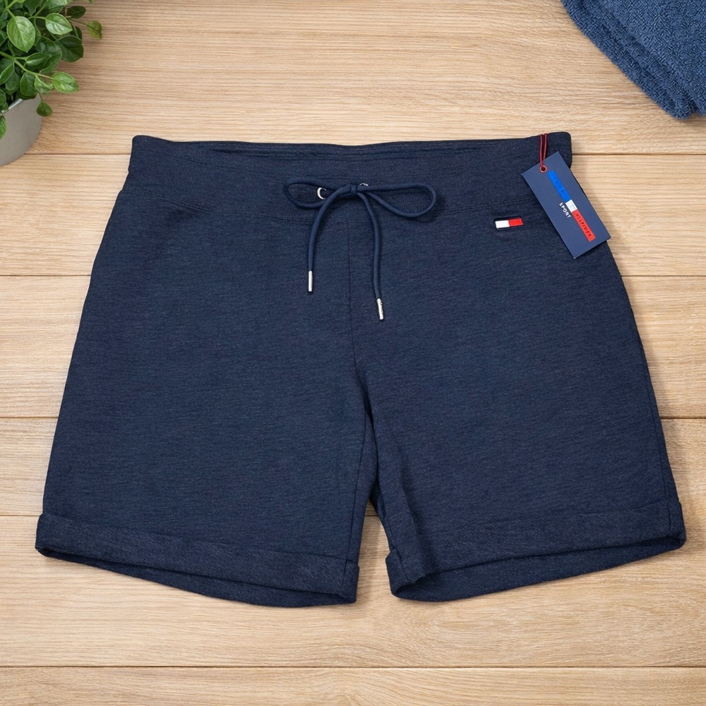 Tommy Hilfiger Sport Women's Cuffed Navy Blue Drawstring Shorts Size S NWT